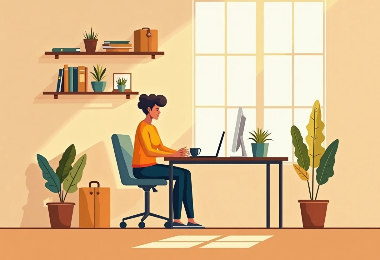 Modern office desk setup