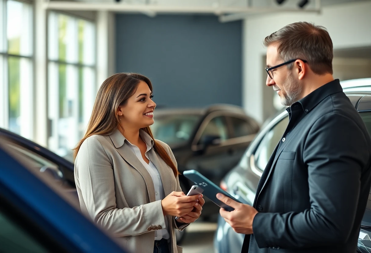 Comparing car loans at a dealership
