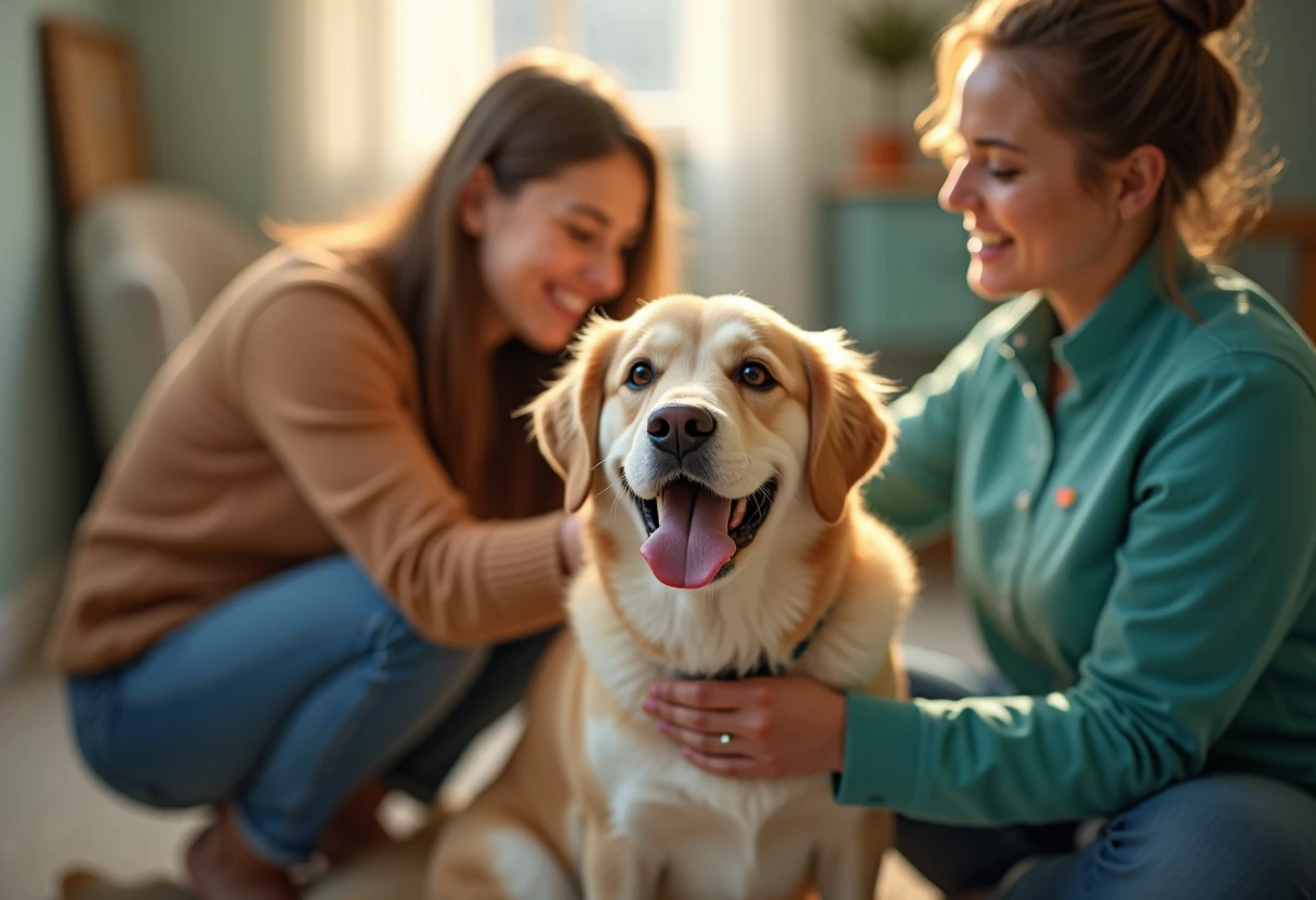 Family meeting a dog at SPCA centre