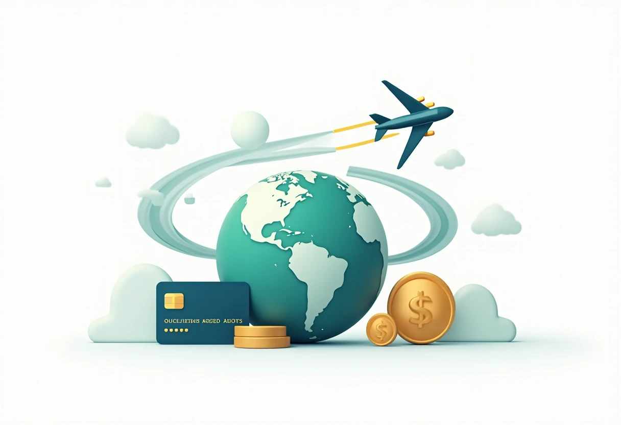 Illustration of travel rewards concept