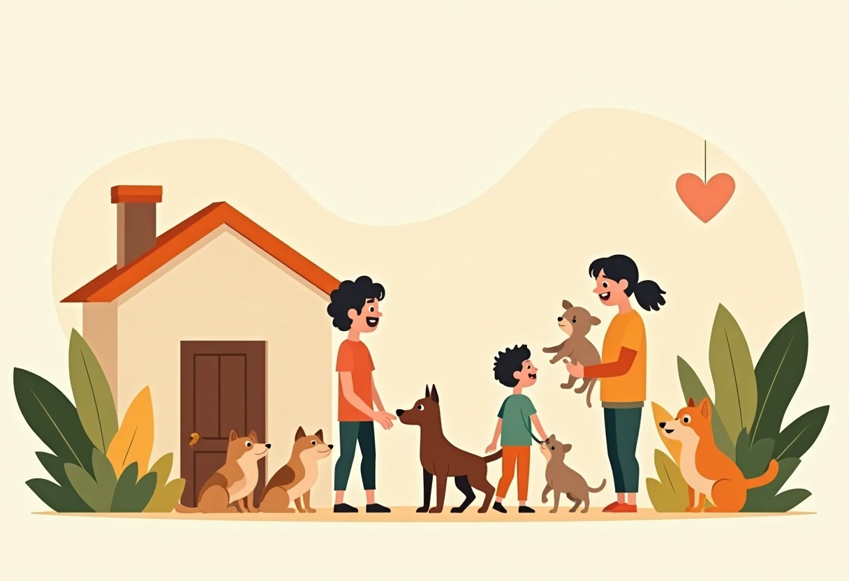 Family exploring adoption options at a shelter
