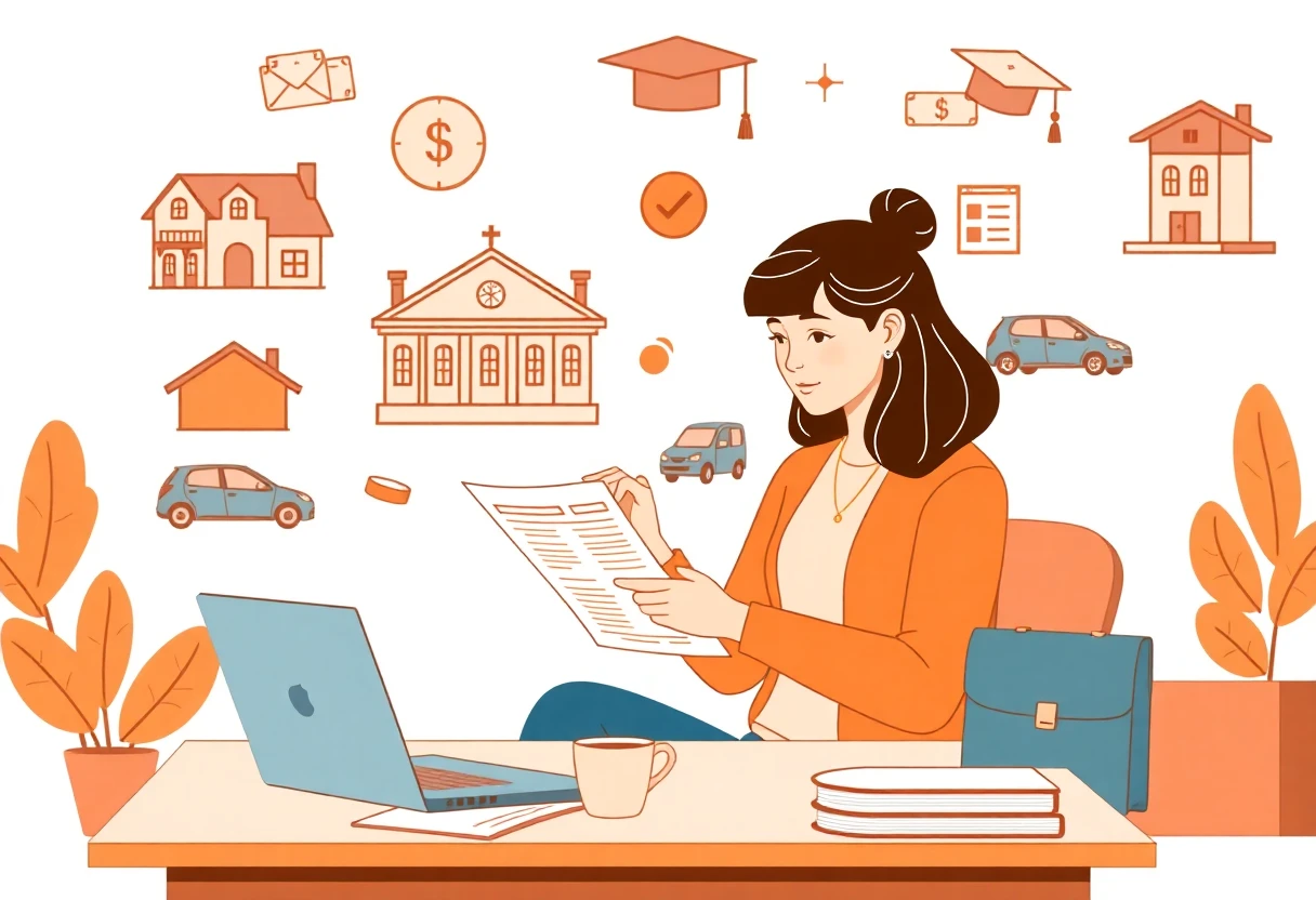 Student reviewing loan options