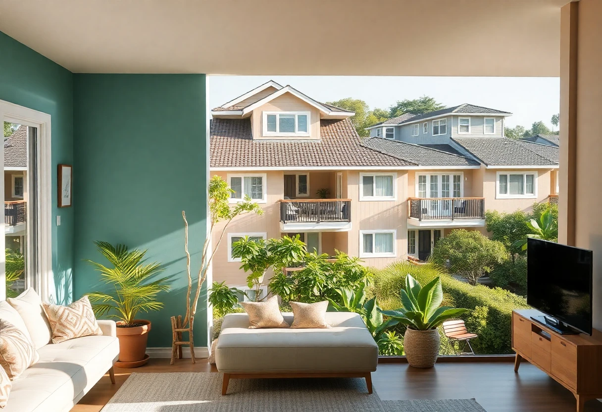 Townhouses for rent in a suburban neighborhood