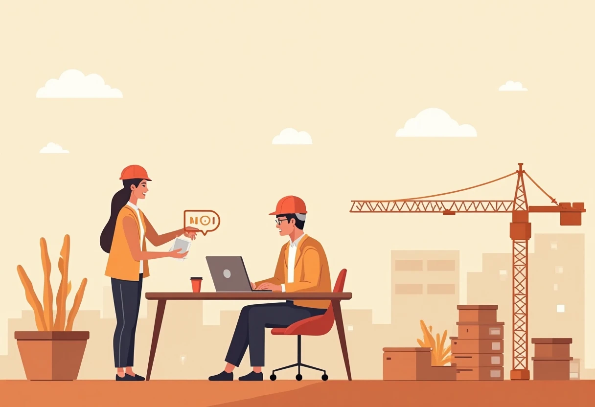 Engenheiro Python revisando planos de construção