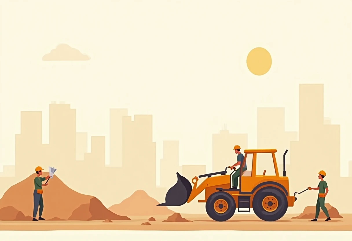 Trabajador de construcción operando maquinaria