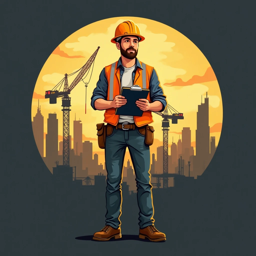 Confident construction worker on site