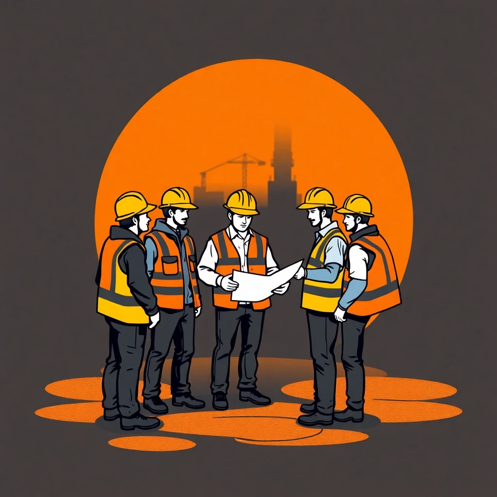 Construction workers planning