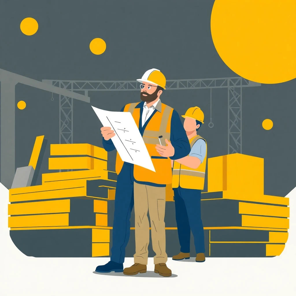 Construction manager guiding team