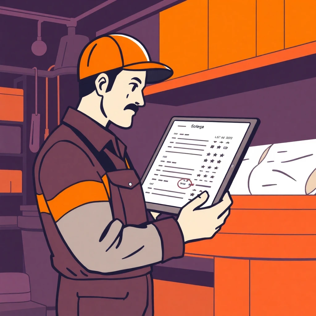 Trabajador de bodega revisando inventario