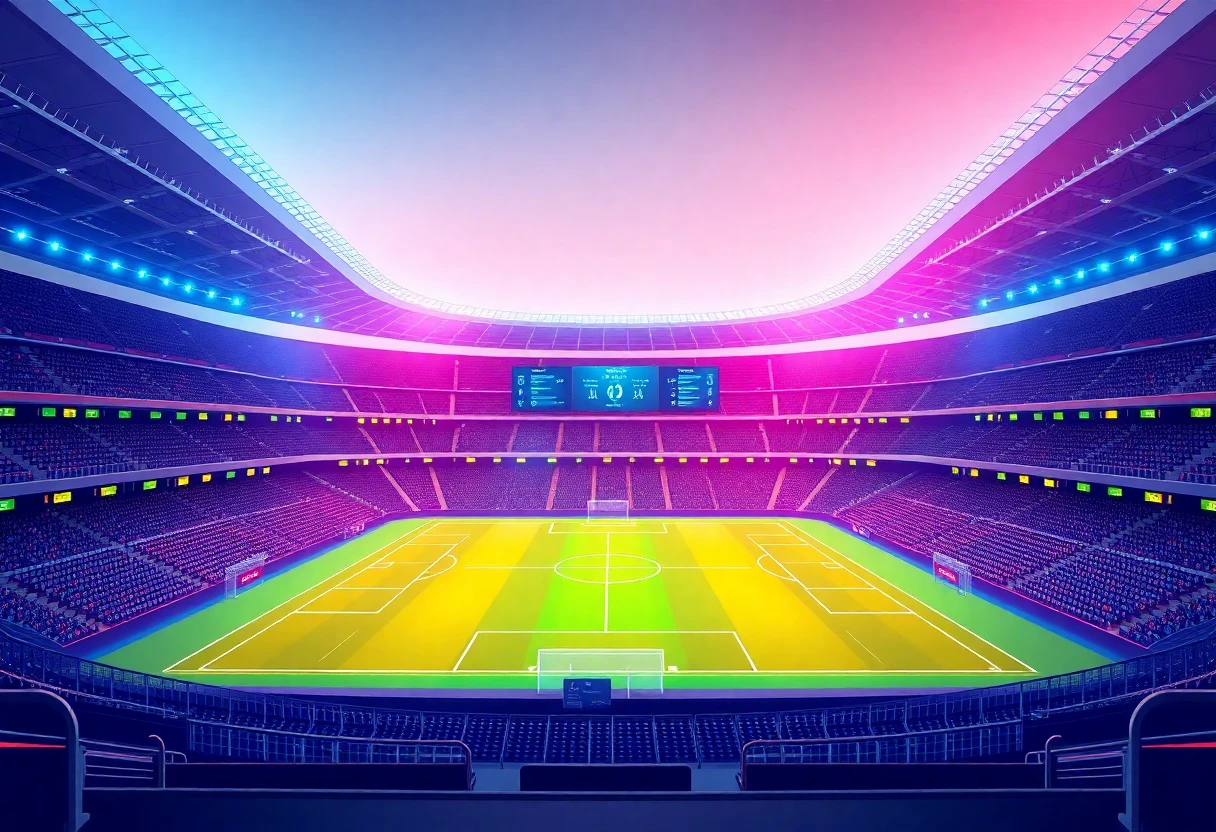 Ilustración de un campo de fútbol vibrante