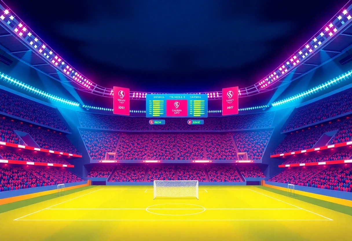 Ambiente de estadio en un partido nocturno
