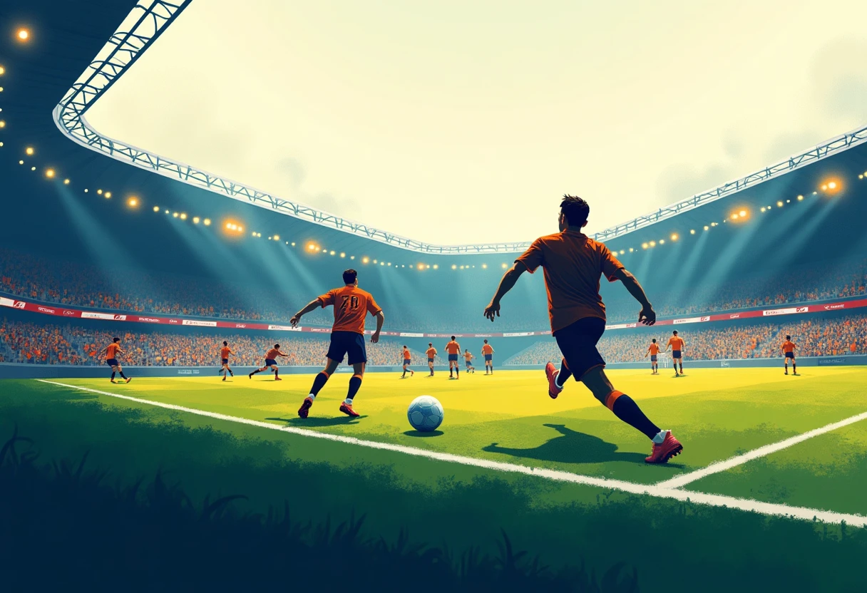 Campo de fútbol iluminado