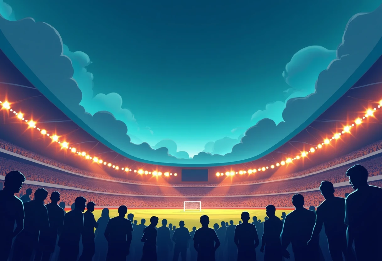 Estadio iluminado durante la Copa Mundial