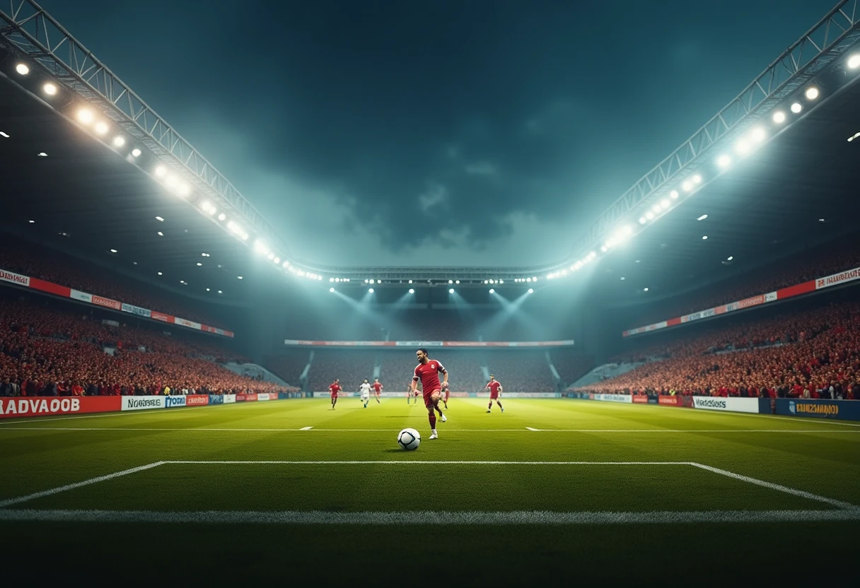 Stade vibrant sous les projecteurs