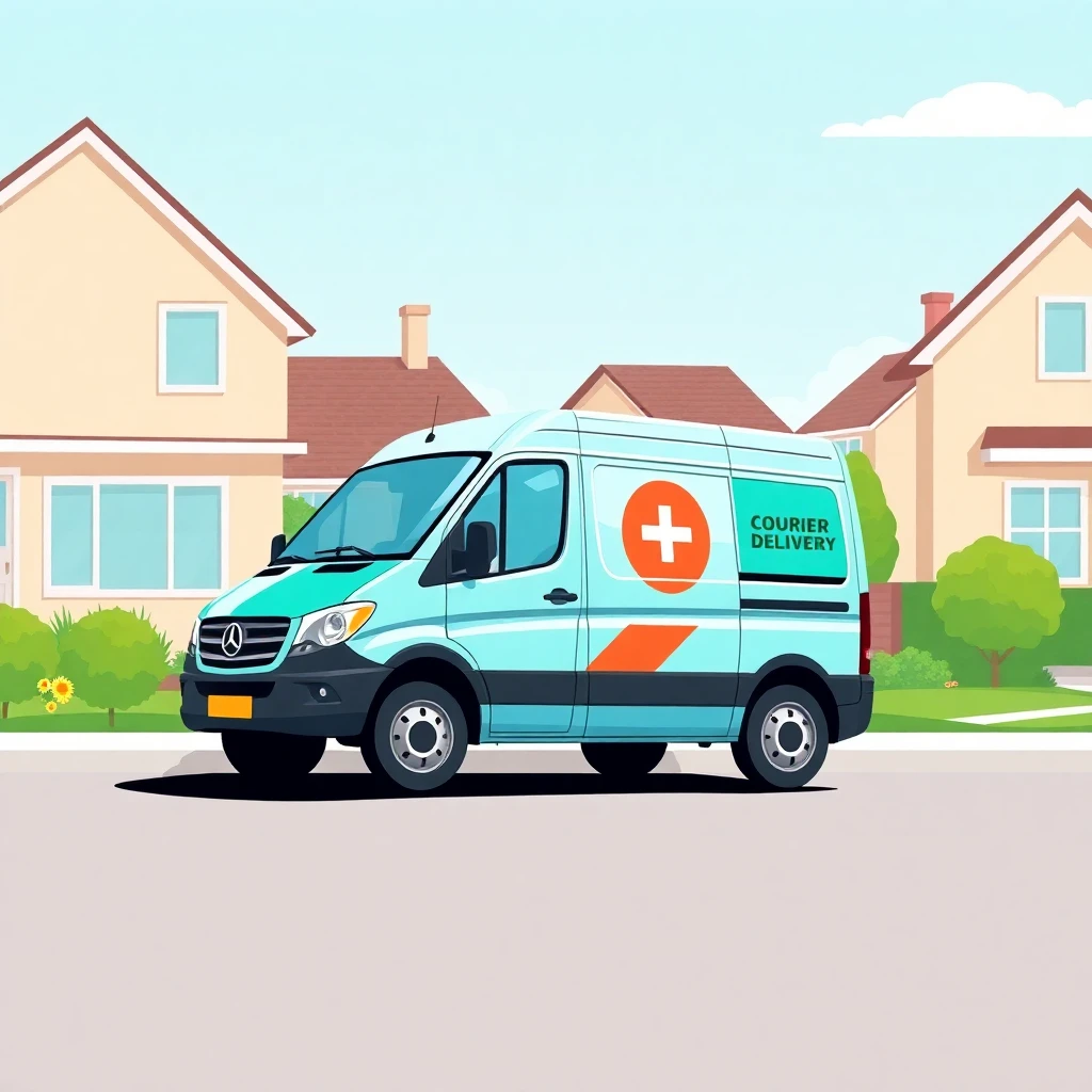 Courier vehicle ready for delivery