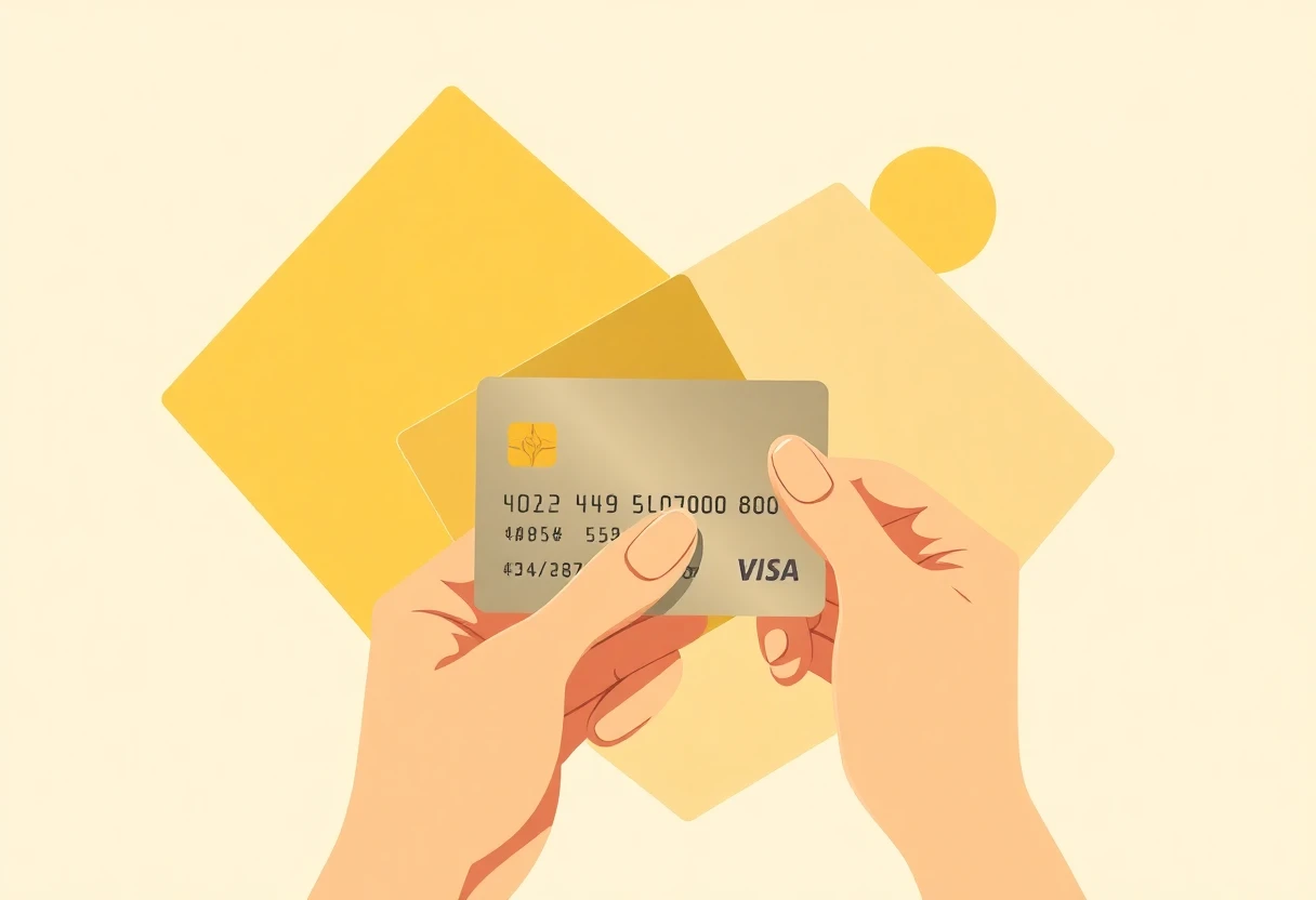 Traveler using credit card in airport lounge