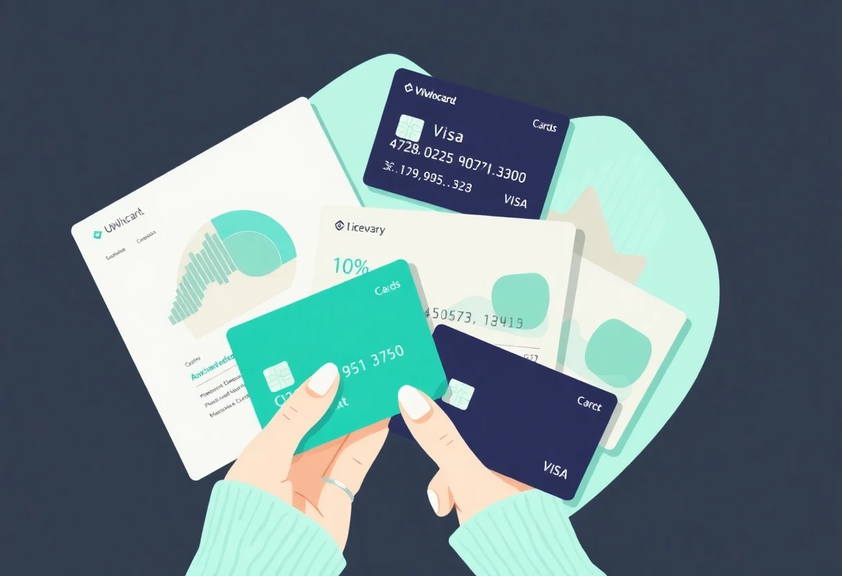 Modern credit card comparison illustration