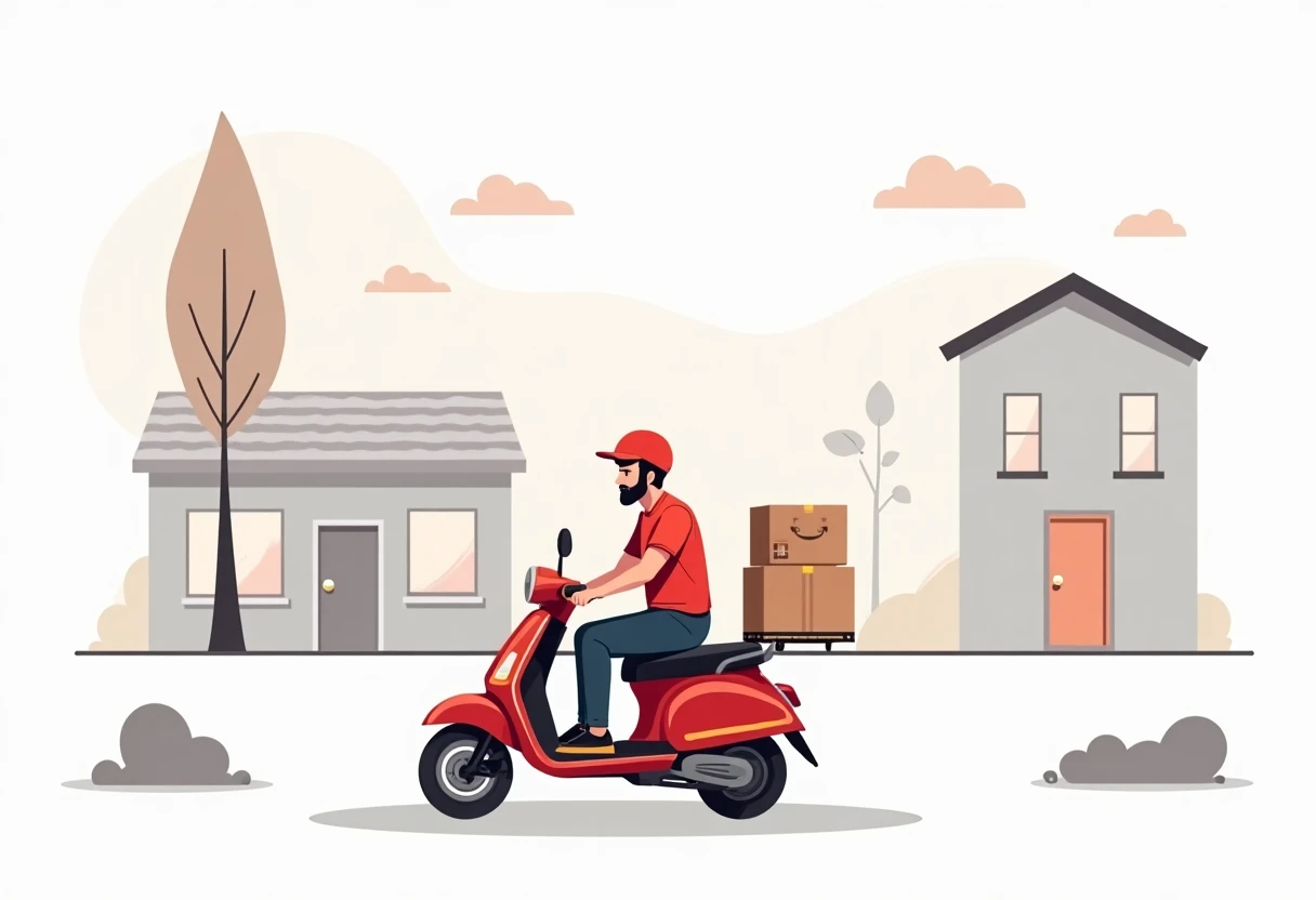 Repartidor entregando paquetes en una motocicleta