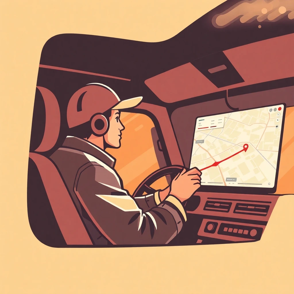 Conductor de entrega planificando su ruta