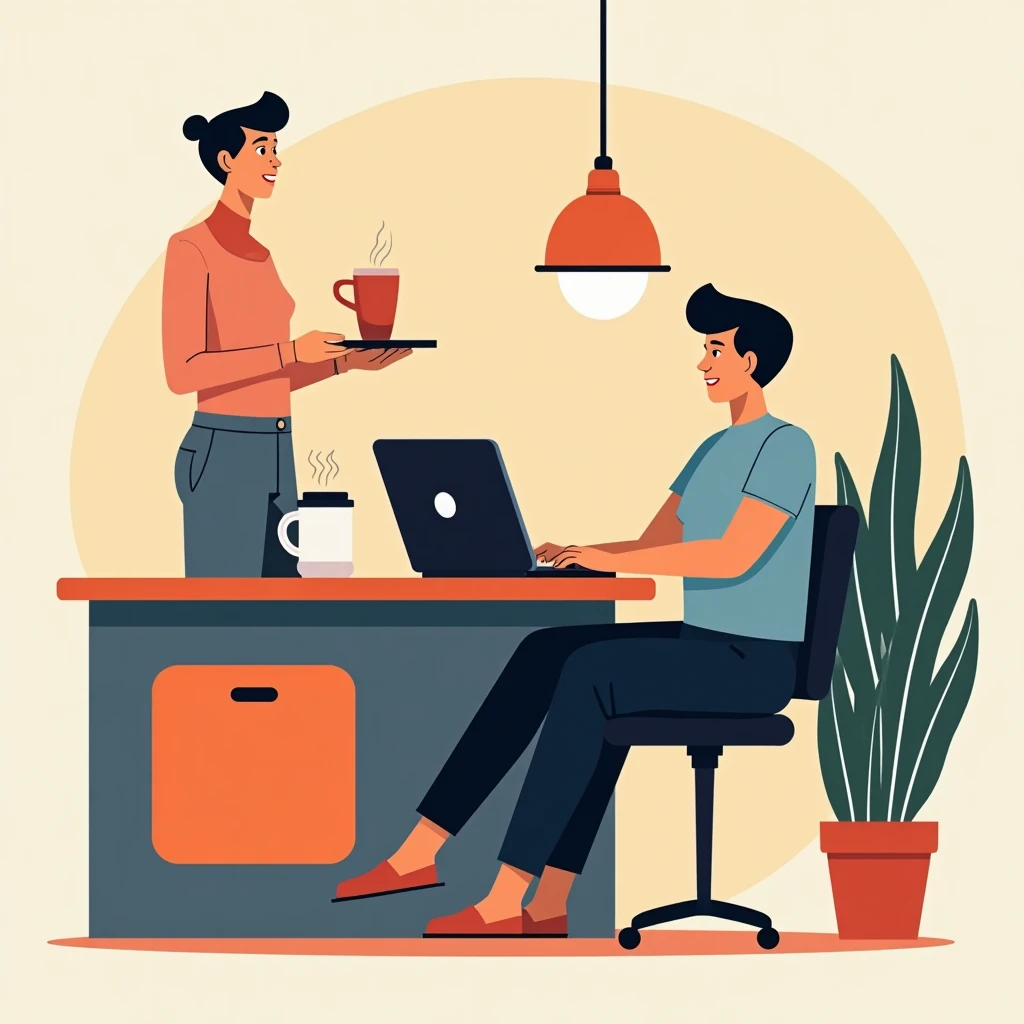 Trabajando remotamente desde una cafetería