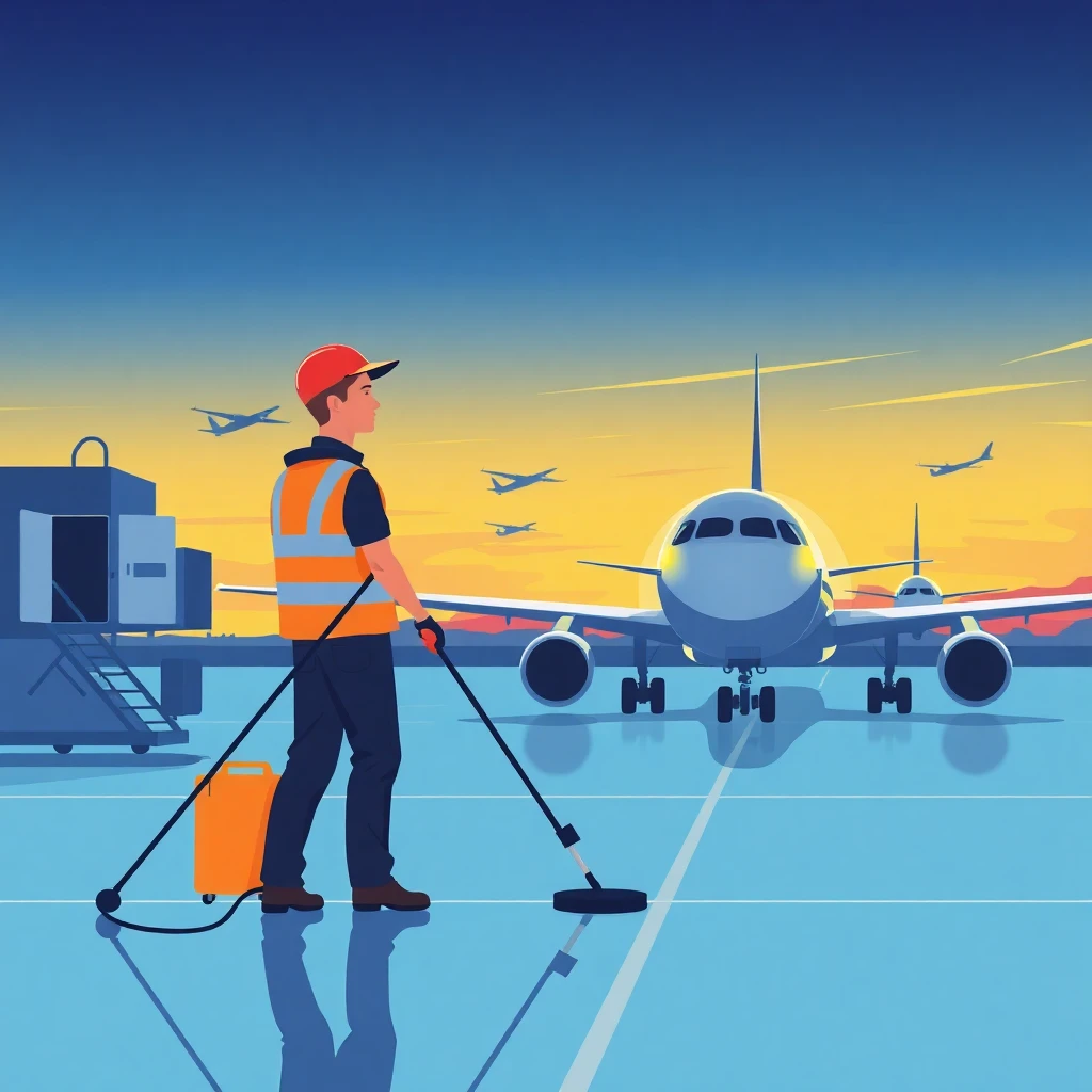 Limpieza de aviones en el aeropuerto