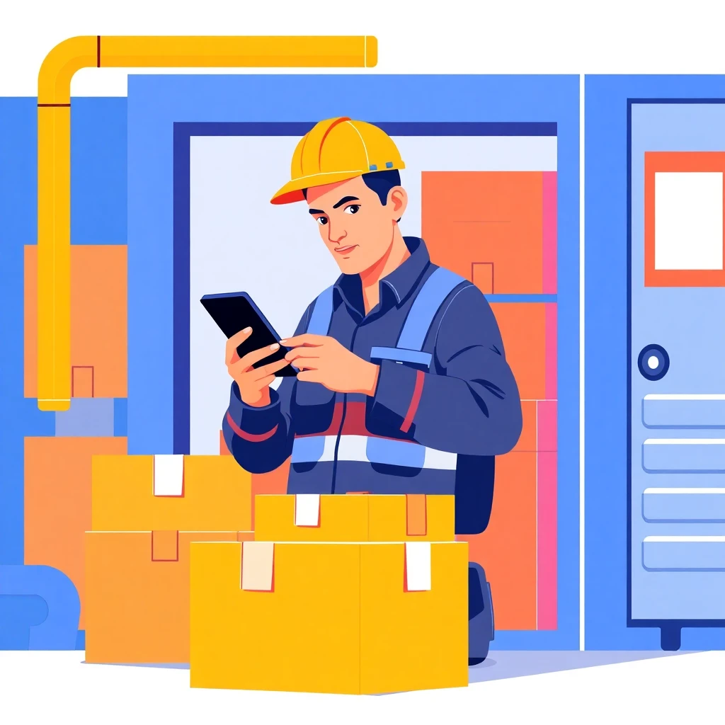 Repartidor revisando su teléfono