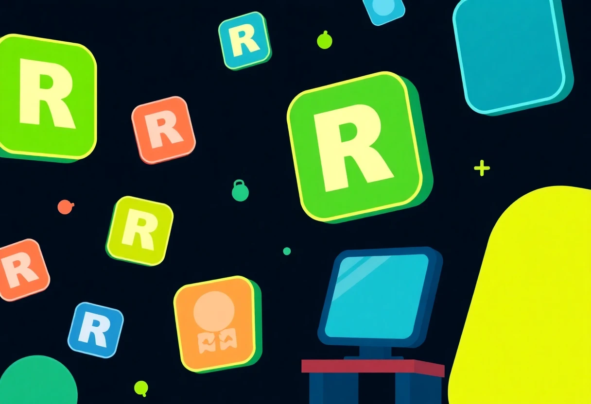 Iconos de apps de Roblox en estilo futurista