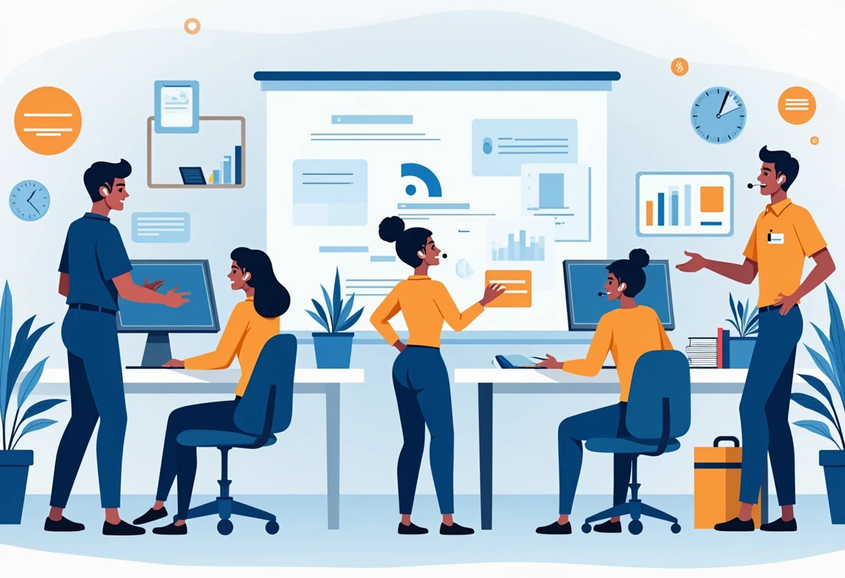 Call center operators at work