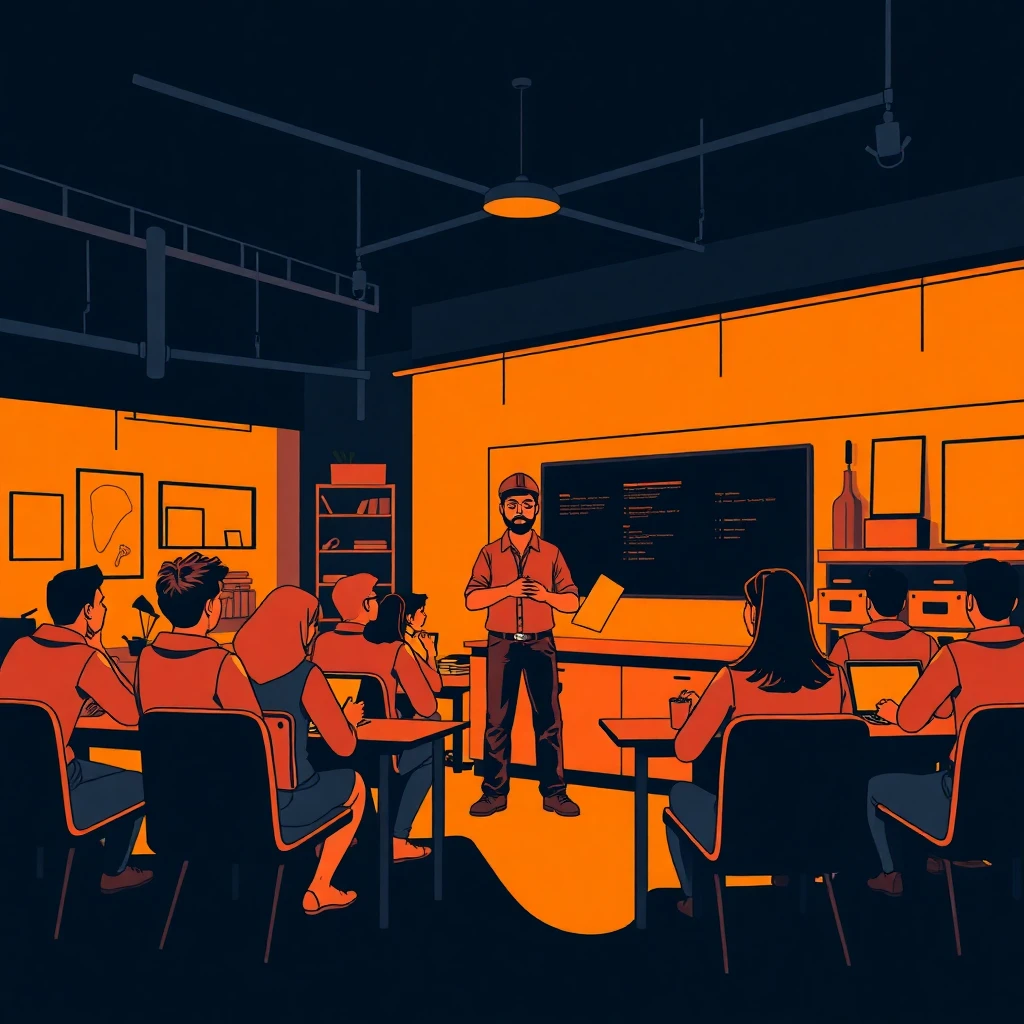 Educador en un aula moderna