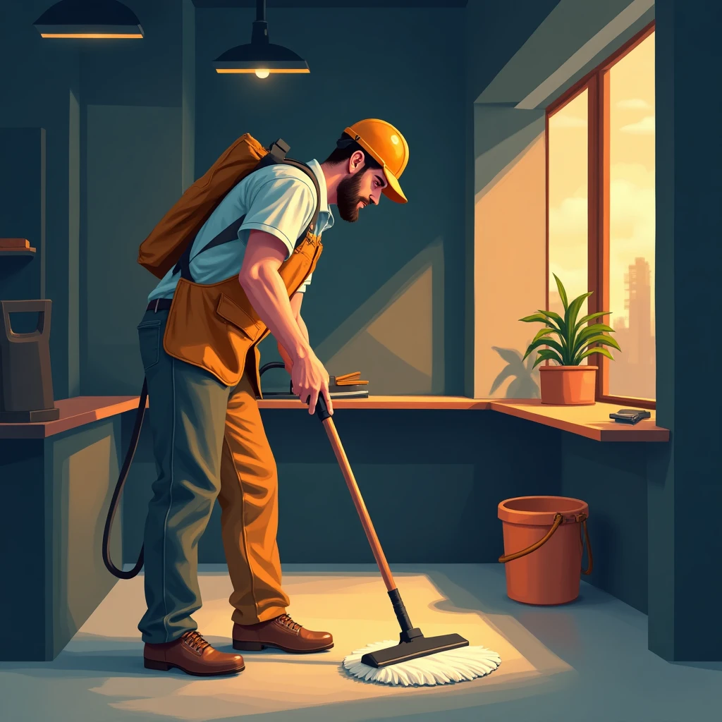 Trabajador de limpieza profesional