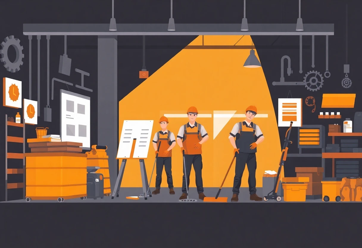 Equipo de limpieza trabajando
