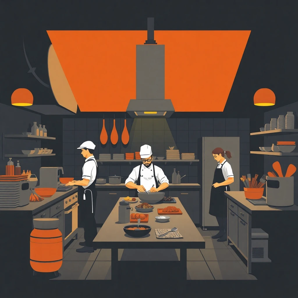 Equipo de cocina en acción