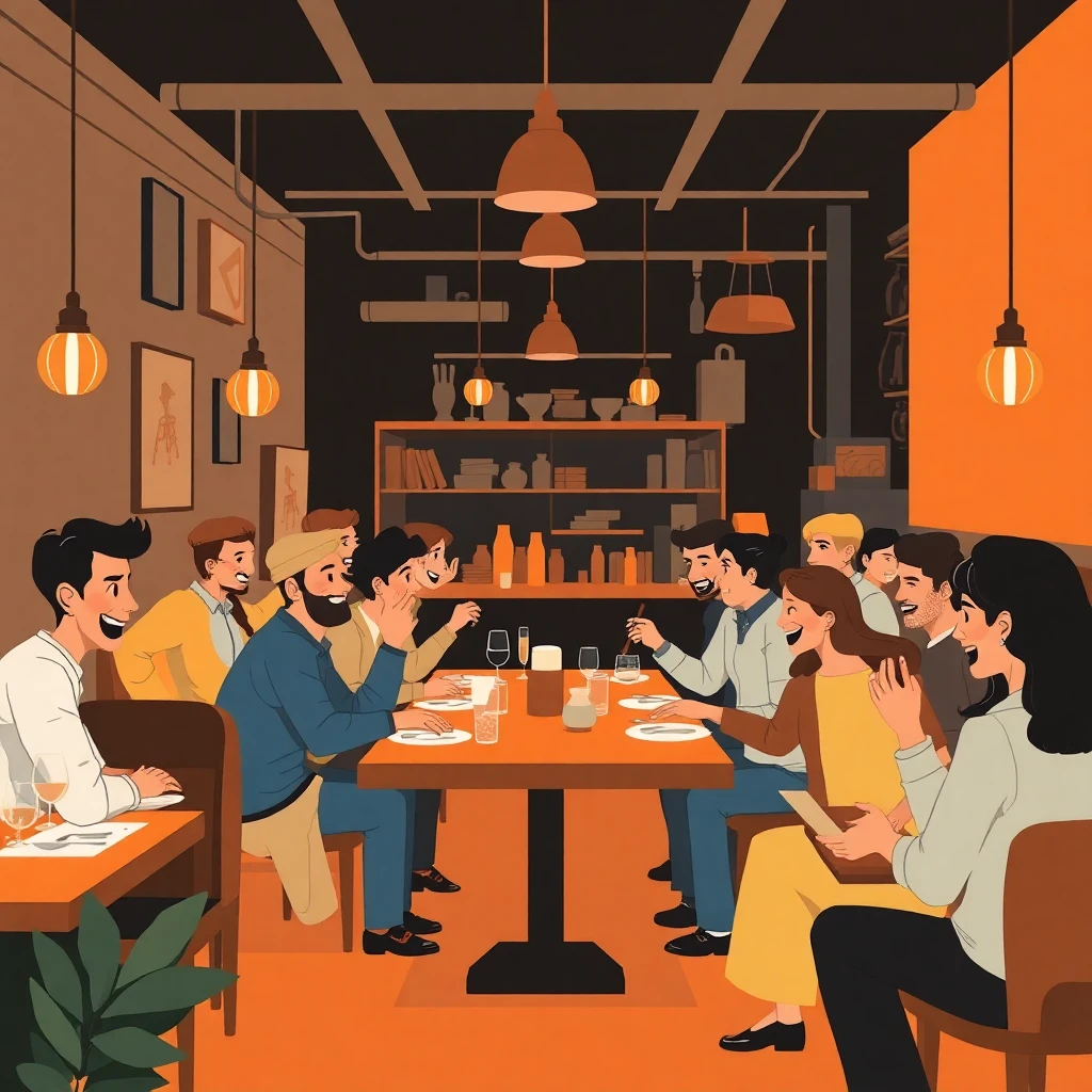 Restaurante durante la cena
