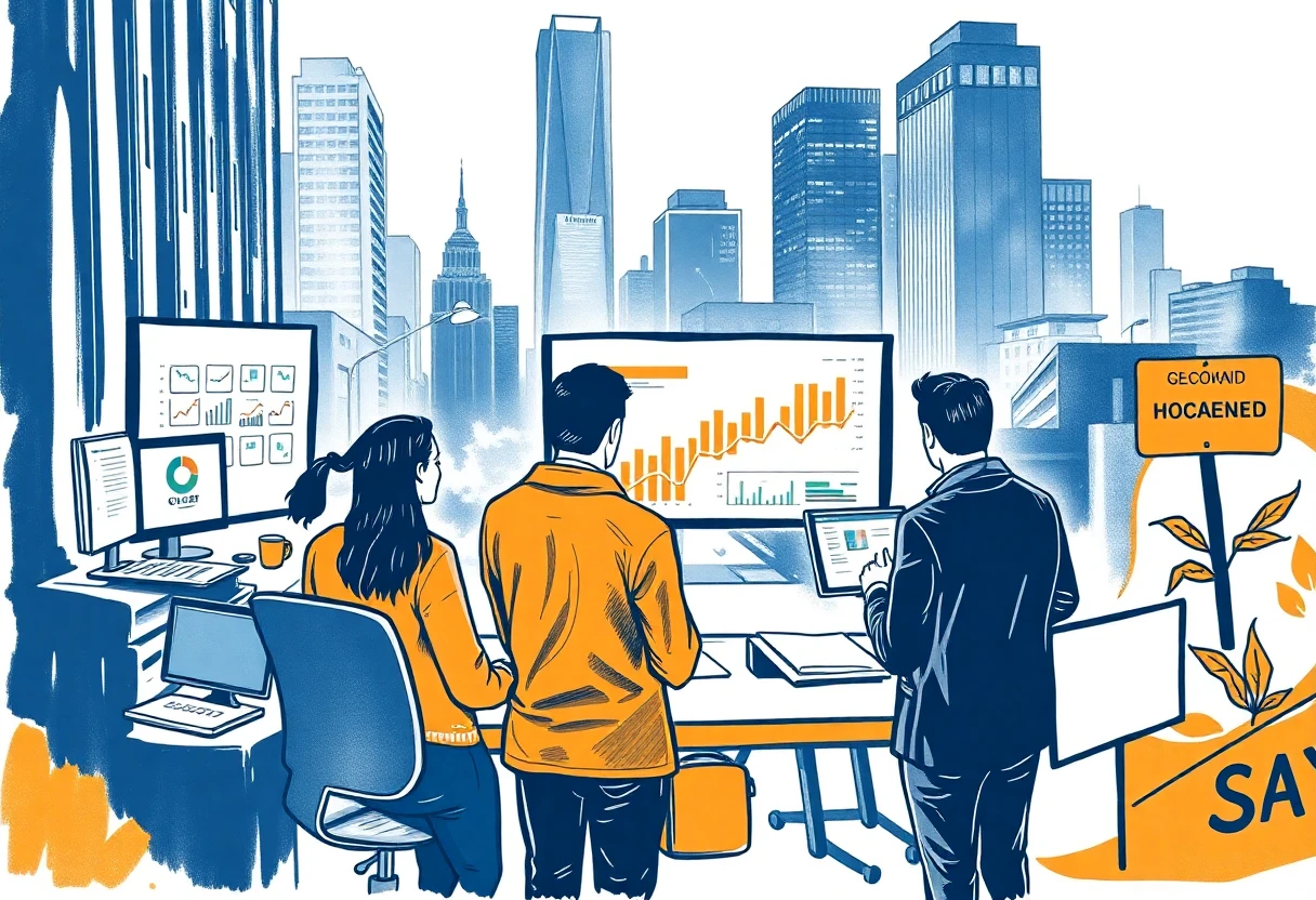 Data science professionals analyzing charts