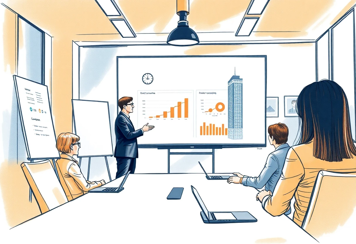 Senior data scientist presenting insights