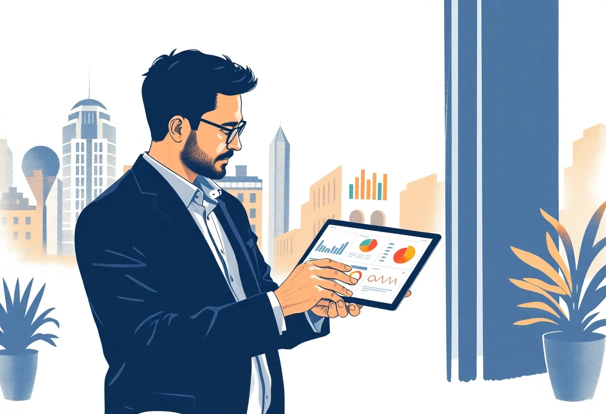 Creative professional working with data