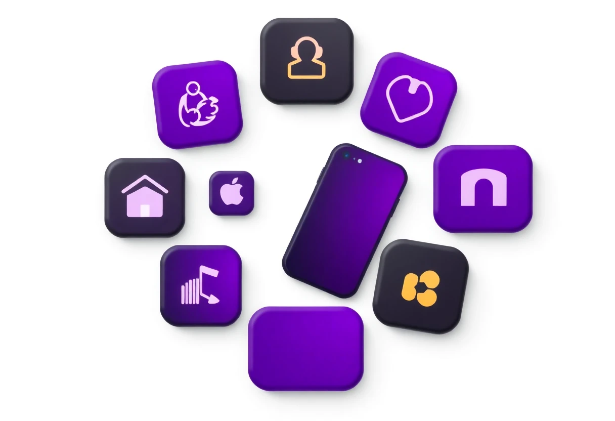 Abstracte app-iconen en categorie-symbolen