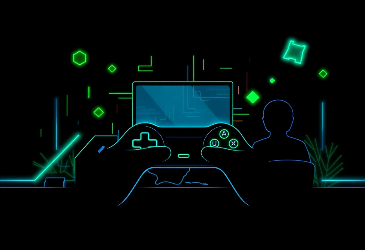 Gaming silhouetten en neon elementen