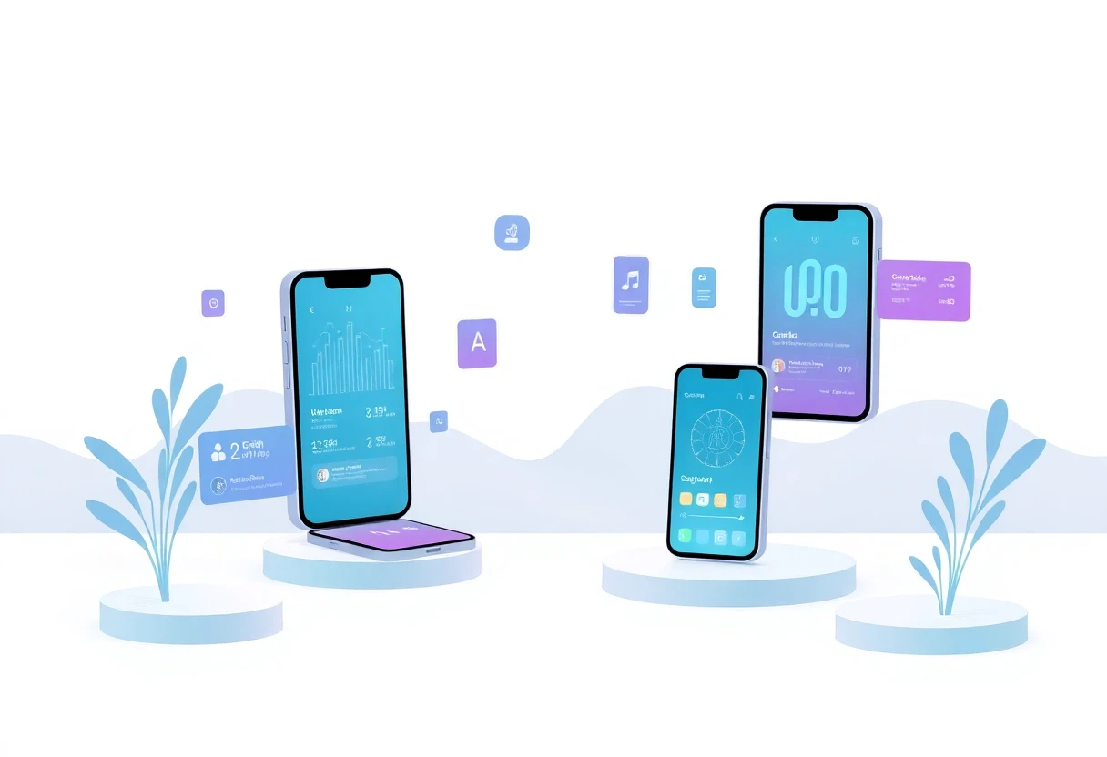 Futuristische app-icoontjes in de ruimte