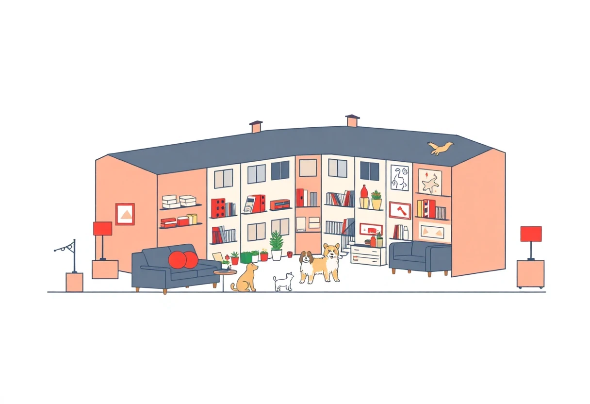 Pet-friendly apartment illustration
