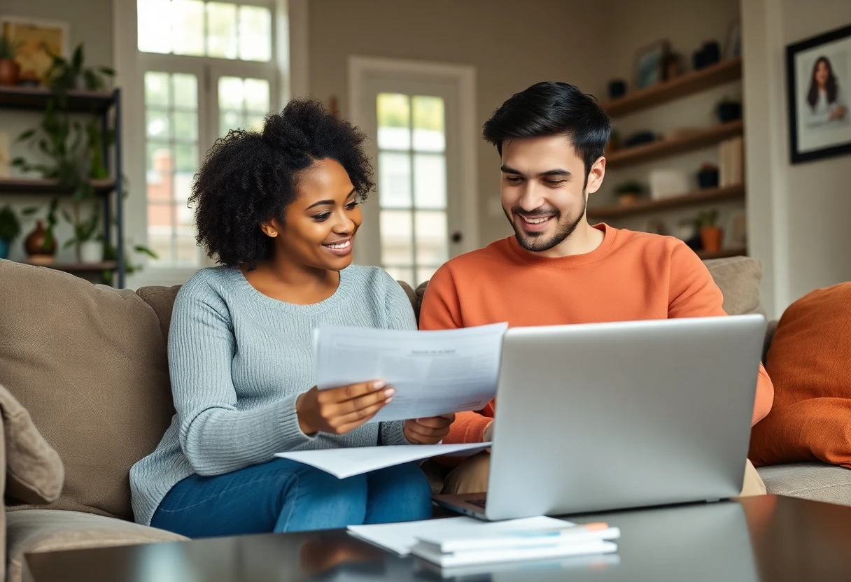 Young couple exploring rental options