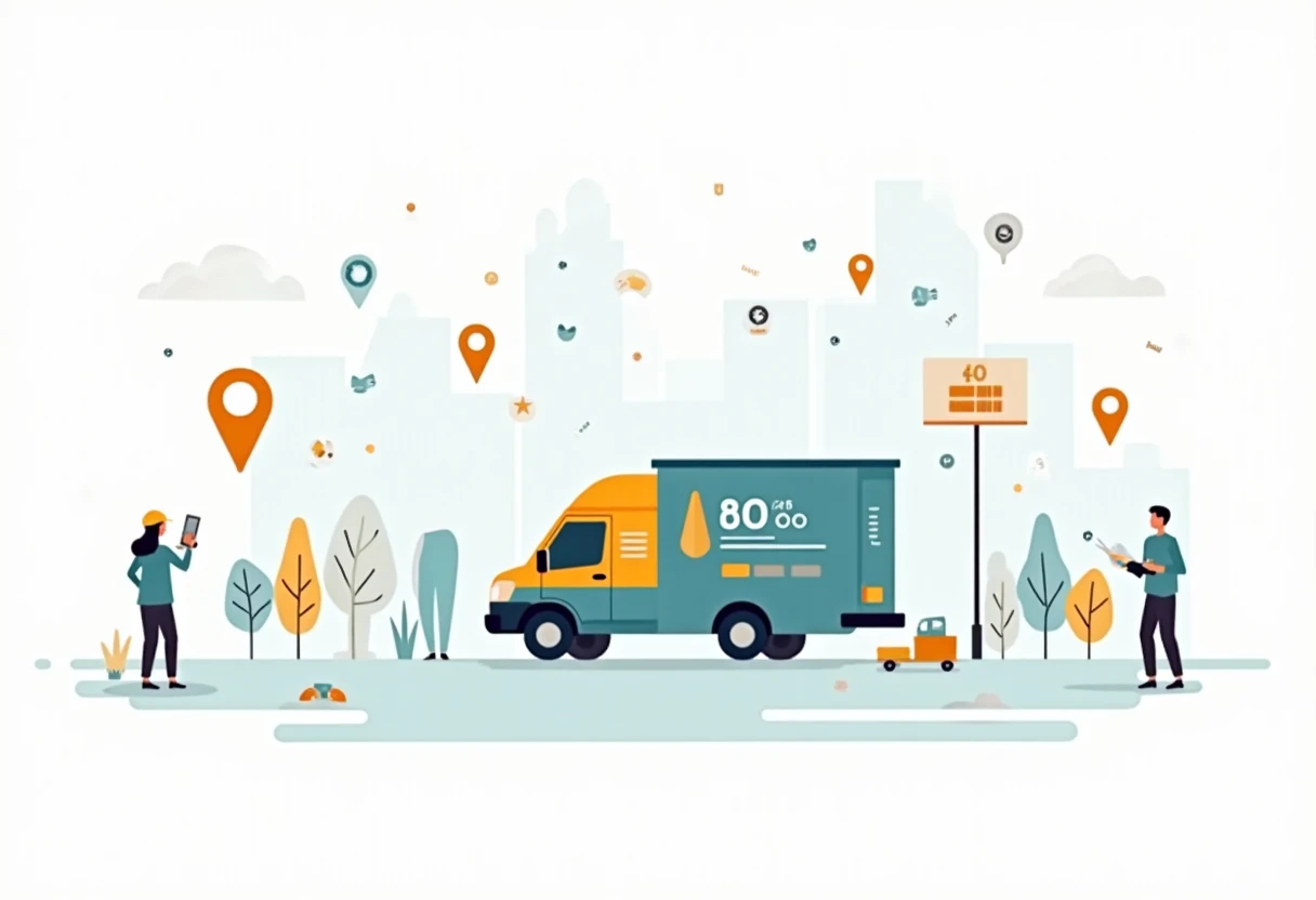 Delivery van with digital navigation
