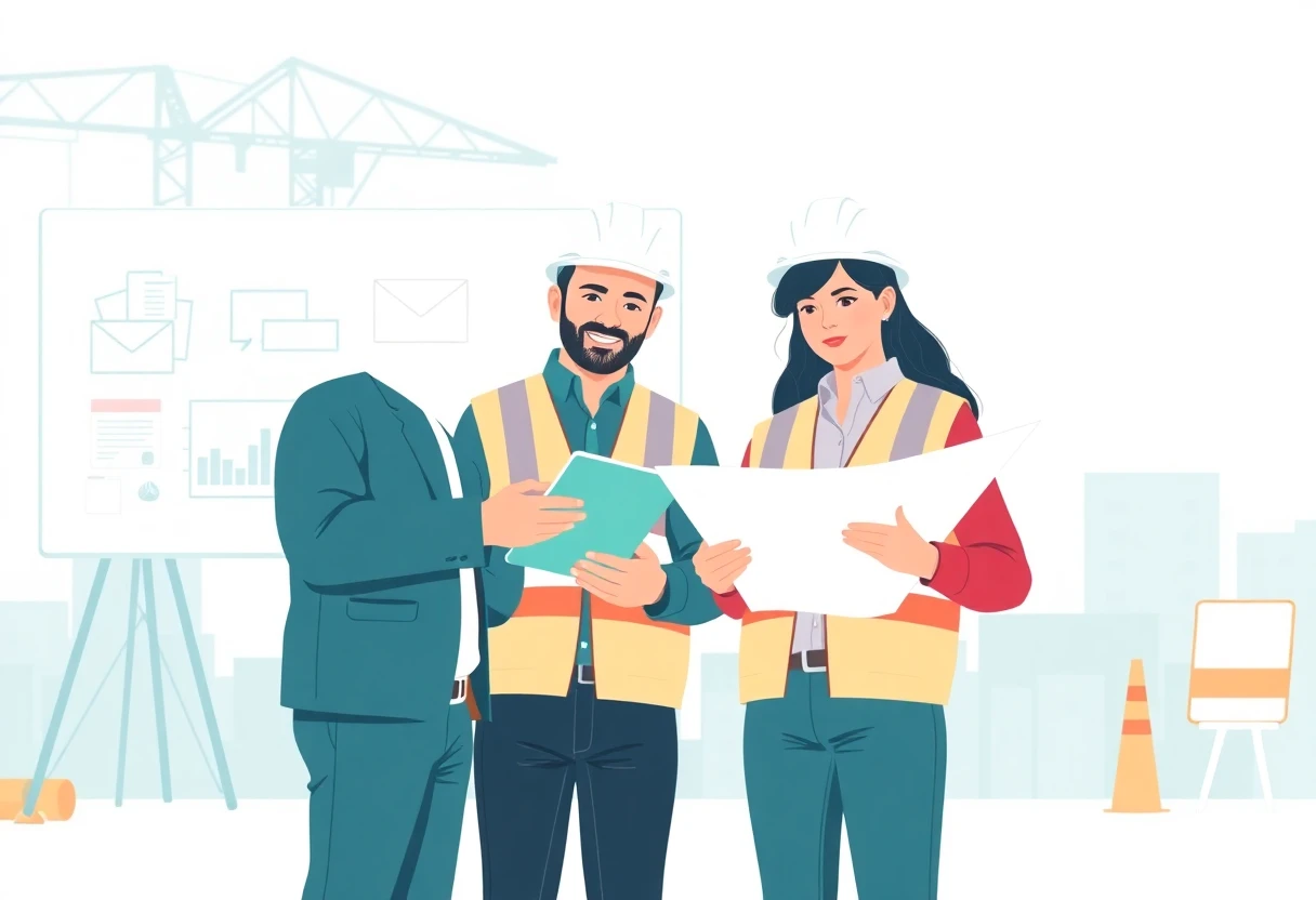 Modern construction teamwork