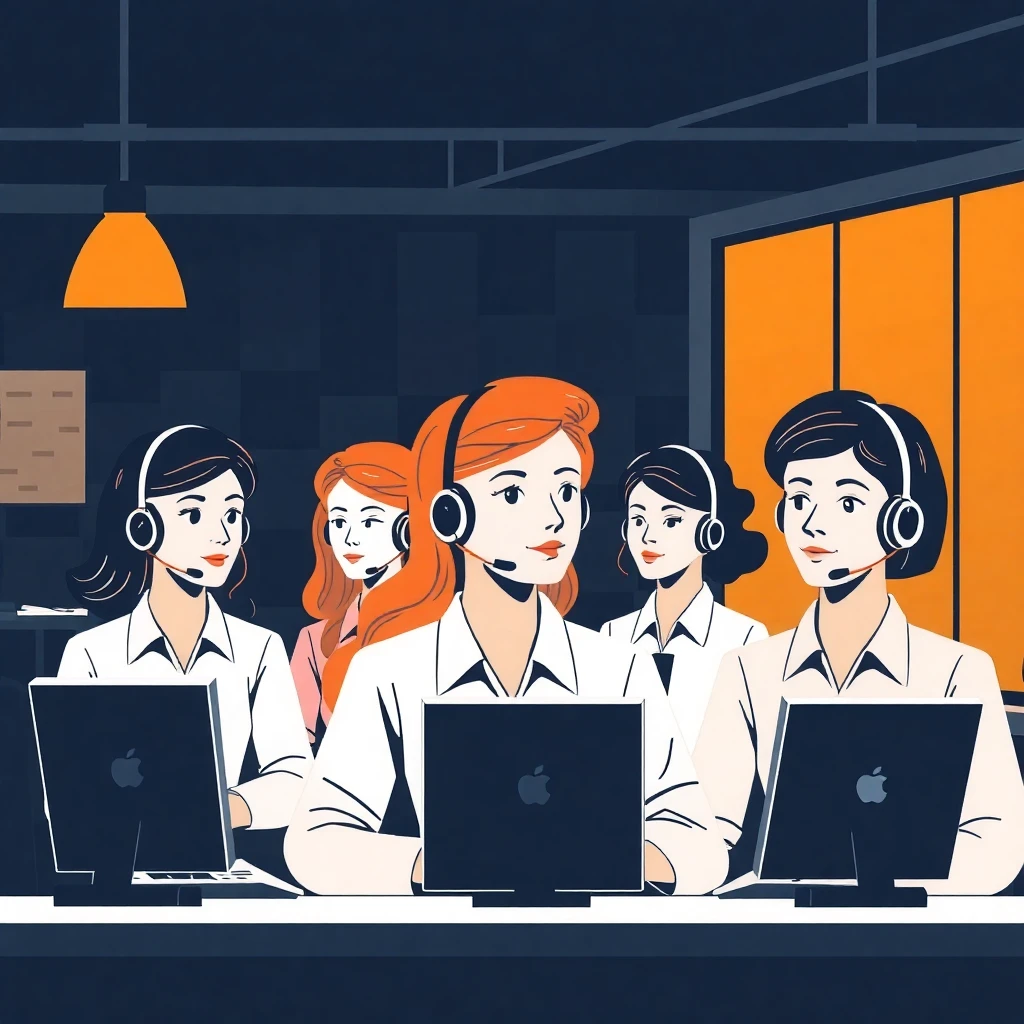 Customer service team at work