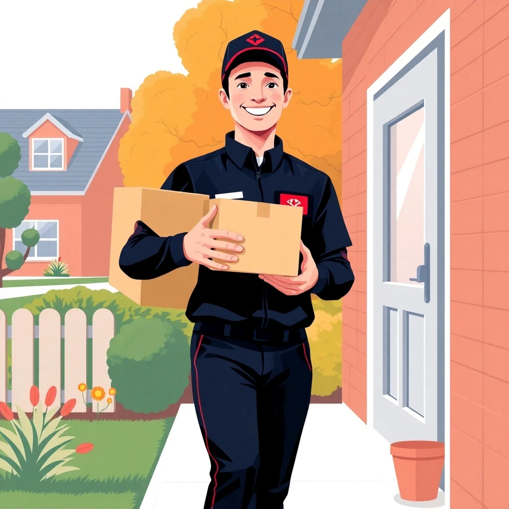 Happy delivery driver on the job