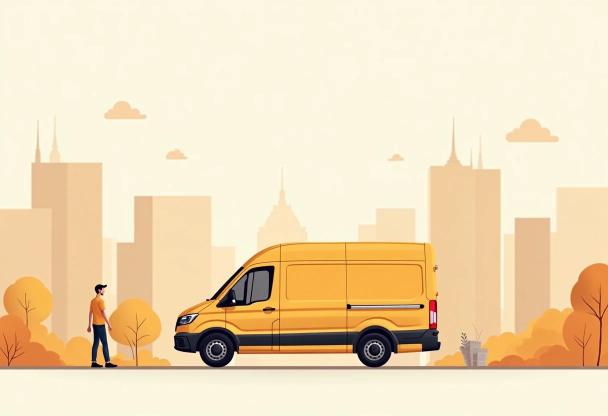 Delivery van in urban setting