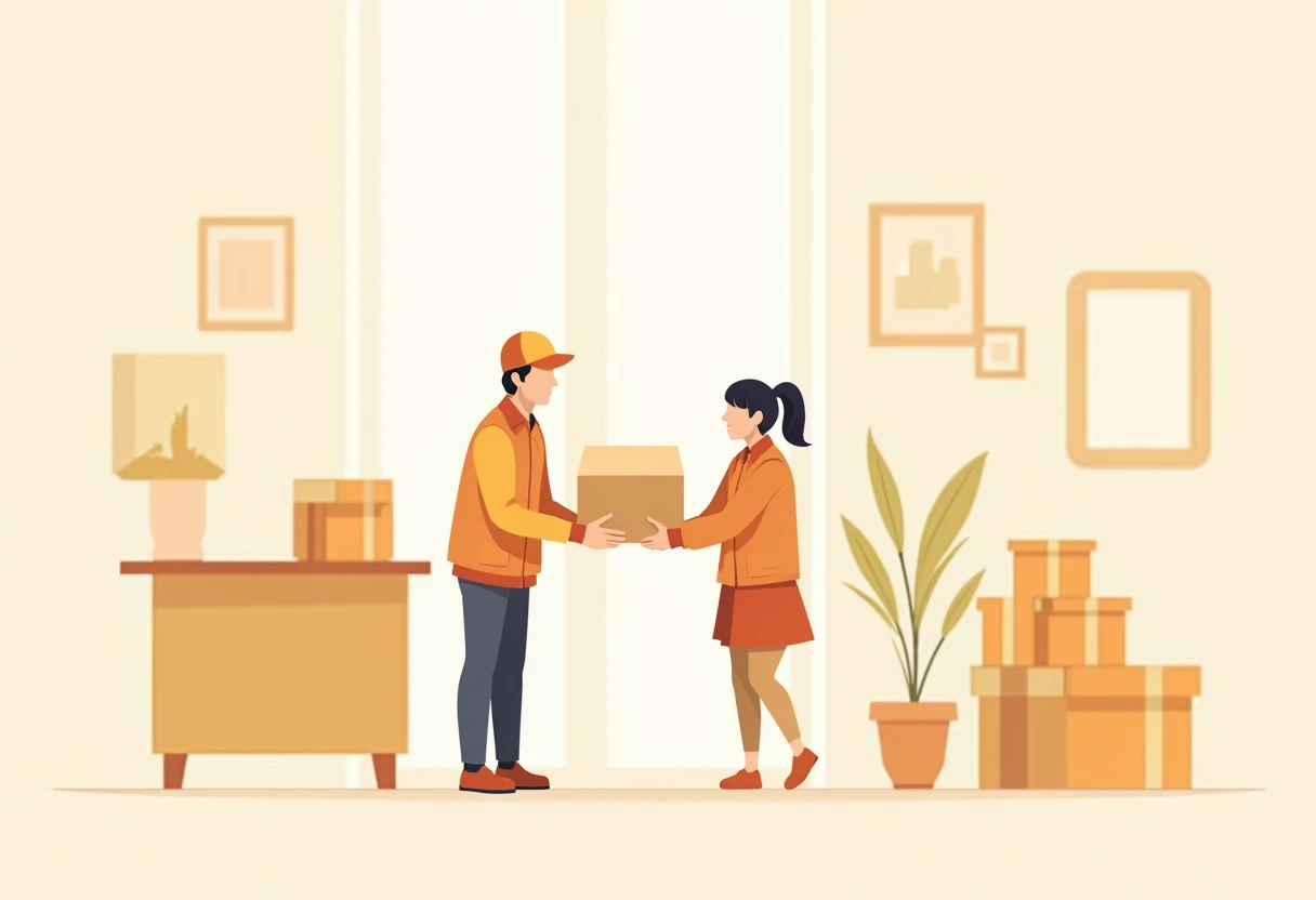 Courier delivering package