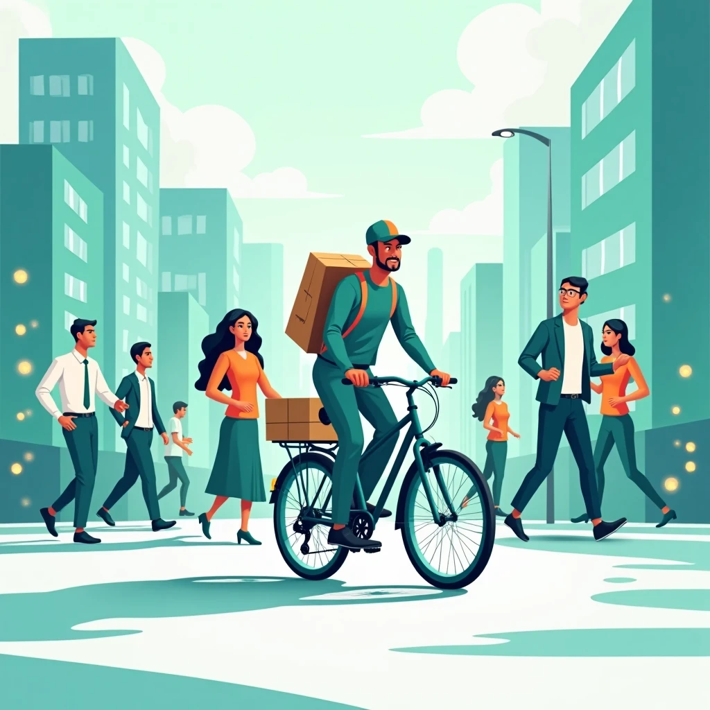 Courier delivering in the city