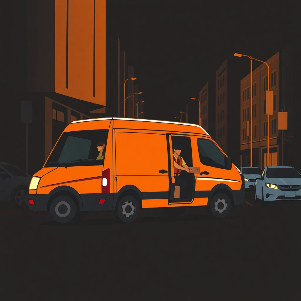 Delivery van in action