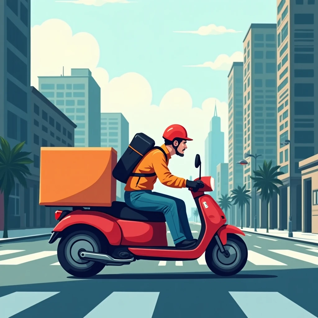 Delivery driver navigating city streets